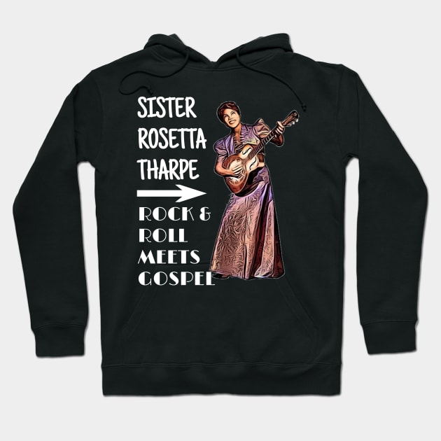 Sister Rosetta Tharpe Vintage Rock & Roll Gospel Hoodie by BubbleMench